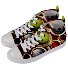 Sport Ball Tennis Golf Football Women s Mid-top Canvas Sneakers by Bajindul