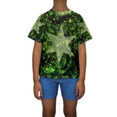 Star Blue Star Space Universe Kids  Short Sleeve Swimwear by Bajindul