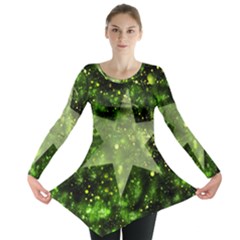 Star Blue Star Space Universe Long Sleeve Tunic  by Bajindul