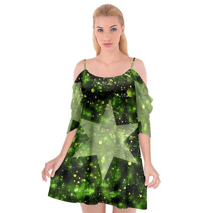 Star Blue Star Space Universe Cutout Spaghetti Strap Chiffon Dress