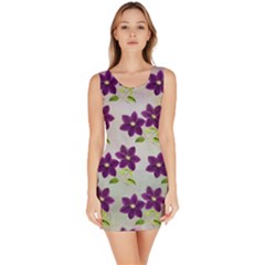 Purple Flower Bodycon Dress by Bajindul