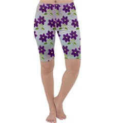 Purple Flower Cropped Leggings 