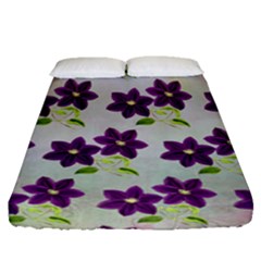 Purple Flower Fitted Sheet (queen Size)