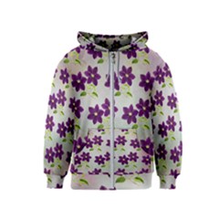 Purple Flower Kids  Zipper Hoodie by Bajindul