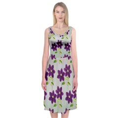 Purple Flower Midi Sleeveless Dress by Bajindul