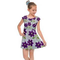 Purple Flower Kids  Cap Sleeve Dress