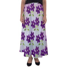 Purple Flower Flared Maxi Skirt by Bajindul