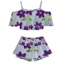 Purple Flower Kids  Off Shoulder Skirt Bikini View1