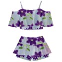 Purple Flower Kids  Off Shoulder Skirt Bikini View2