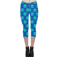 Pattern Graphic Background Image Blue Capri Leggings 