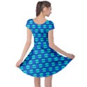 Pattern Graphic Background Image Blue Cap Sleeve Dress View2