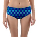 Pattern Graphic Background Image Blue Reversible Mid-Waist Bikini Bottoms View1