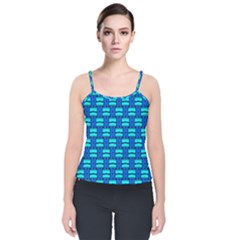 Pattern Graphic Background Image Blue Velvet Spaghetti Strap Top by Bajindul