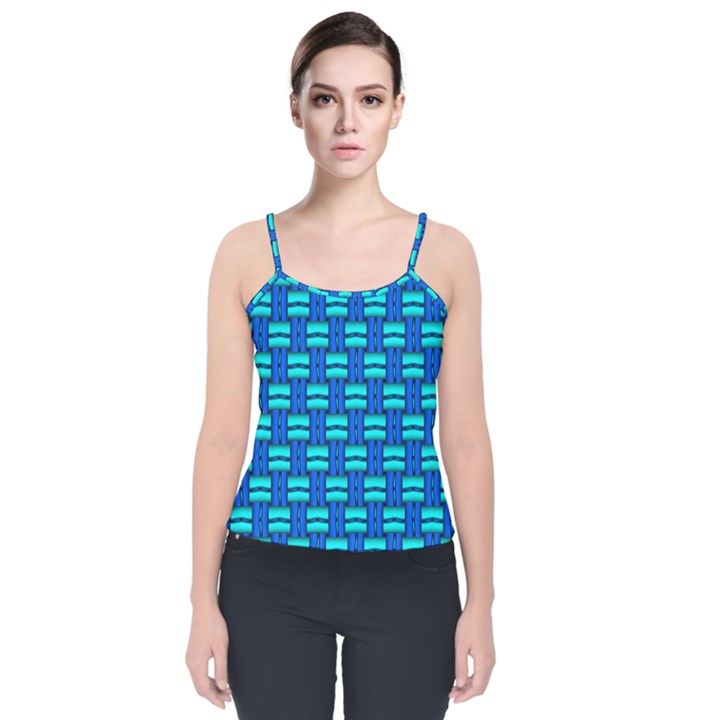 Pattern Graphic Background Image Blue Velvet Spaghetti Strap Top