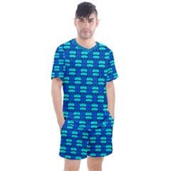 Pattern Graphic Background Image Blue Men s Mesh Tee And Shorts Set