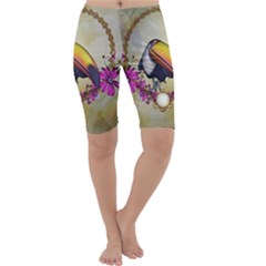 Cute Funny Coutan With Flowers Cropped Leggings  by FantasyWorld7