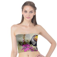 Cute Funny Coutan With Flowers Tube Top by FantasyWorld7