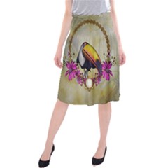 Cute Funny Coutan With Flowers Midi Beach Skirt by FantasyWorld7