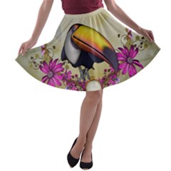 Cute Funny Coutan With Flowers A-line Skater Skirt by FantasyWorld7