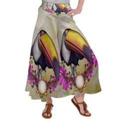 Cute Funny Coutan With Flowers Satin Palazzo Pants by FantasyWorld7