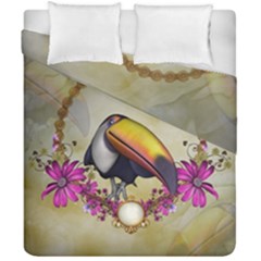 Cute Funny Coutan With Flowers Duvet Cover Double Side (california King Size) by FantasyWorld7