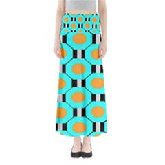 Octagon Blue 2 Full Length Maxi Skirt