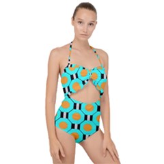 Octagon Blue 2 Scallop Top Cut Out Swimsuit by impacteesstreetwear