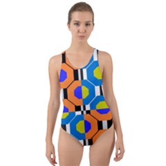 Octagon Orange Cut-out Back One Piece Swimsuit by impacteesstreetwear