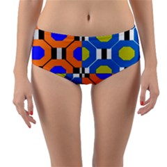 Octagon Orange Reversible Mid-waist Bikini Bottoms