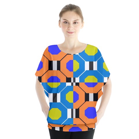 Octagon Orange Batwing Chiffon Blouse by impacteesstreetwear