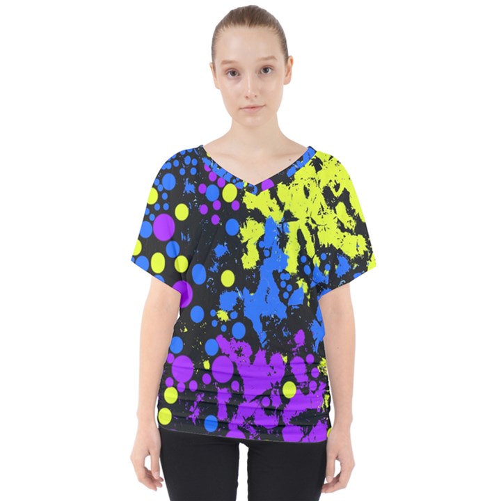 Painted Design 5 V-Neck Dolman Drape Top