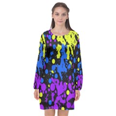 Painted Design 5 Long Sleeve Chiffon Shift Dress  by impacteesstreetweartwo