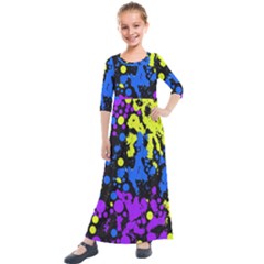 Painted Design 5 Kids  Quarter Sleeve Maxi Dress by impacteesstreetweartwo