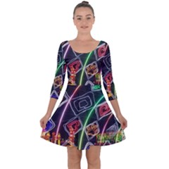 Dragon Lights Quarter Sleeve Skater Dress by Riverwoman