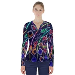 Dragon Lights V-neck Long Sleeve Top by Riverwoman