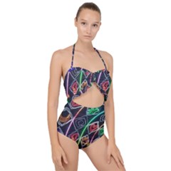 Dragon Lights Scallop Top Cut Out Swimsuit by Riverwoman