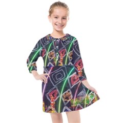 Dragon Lights Kids  Quarter Sleeve Shirt Dress