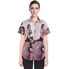 Wonderful Dark Mermaid Sitting On A Tree Women s Short Sleeve Shirt