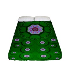 Stars Of Bleeding Hearts In Green Fitted Sheet (full/ Double Size) by pepitasart