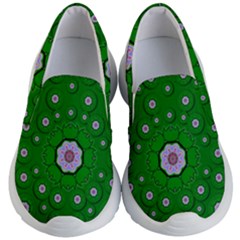 Stars Of Bleeding Hearts In Green Kids  Lightweight Slip Ons