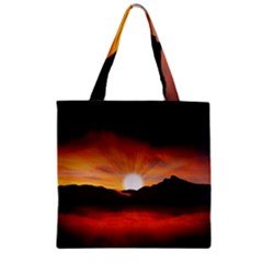 Sunset Sun Light Landscape Zipper Grocery Tote Bag by Pakrebo