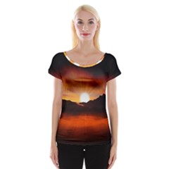 Sunset Sun Light Landscape Cap Sleeve Top by Pakrebo