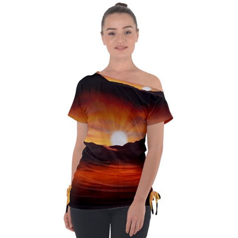 Sunset Sun Light Landscape Tie-up Tee by Pakrebo