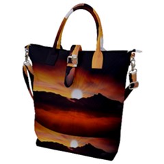 Sunset Sun Light Landscape Buckle Top Tote Bag by Pakrebo