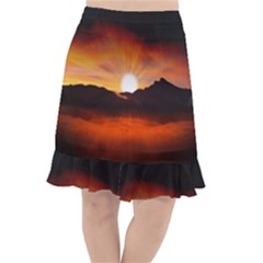 Sunset Sun Light Landscape Fishtail Chiffon Skirt