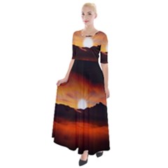 Sunset Sun Light Landscape Half Sleeves Maxi Dress