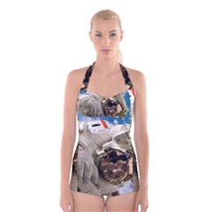 Astronaut Space Shuttle Discovery Boyleg Halter Swimsuit  by Pakrebo