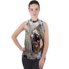 Astronaut Space Shuttle Discovery Mock Neck Chiffon Sleeveless Top by Pakrebo