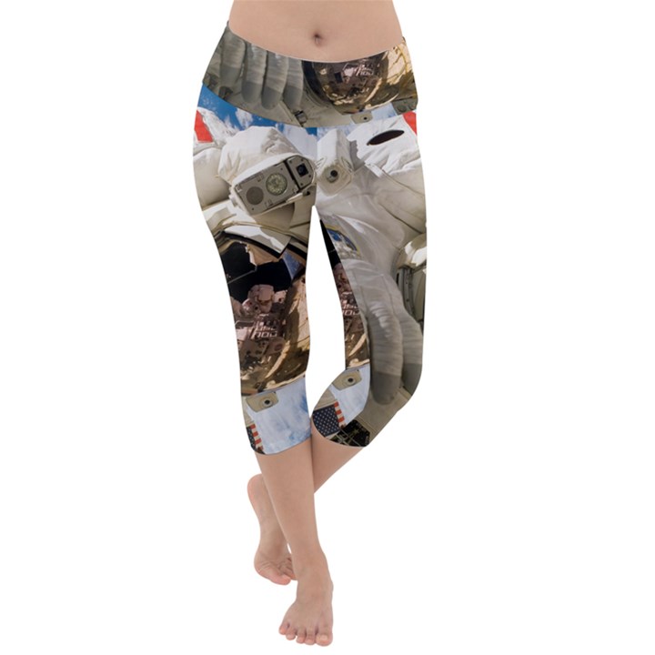 Astronaut Space Shuttle Discovery Lightweight Velour Capri Yoga Leggings