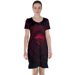 Rose Art Beautiful Beauty Bloom Short Sleeve Nightdress